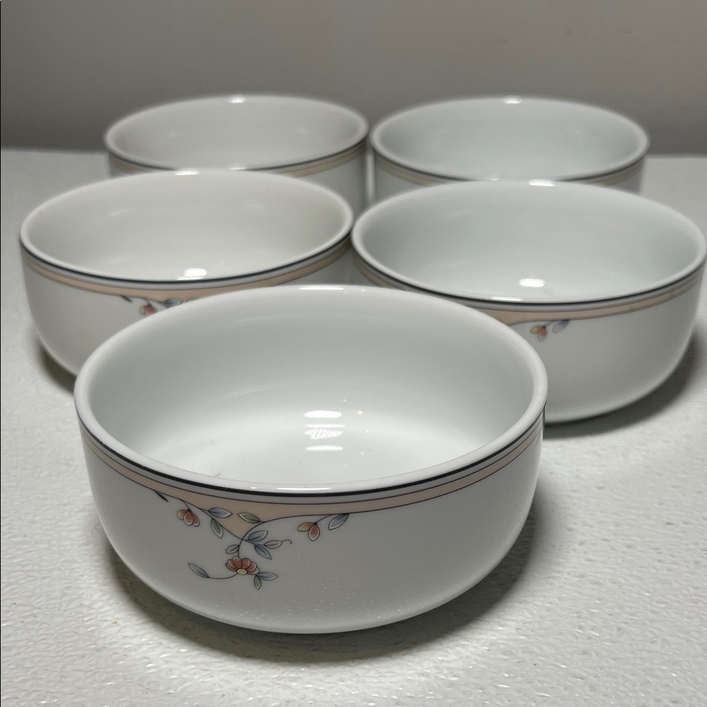 Vintage 80's Princess House Heritage Blossom Soup Bowls Set 5 Made in Japan